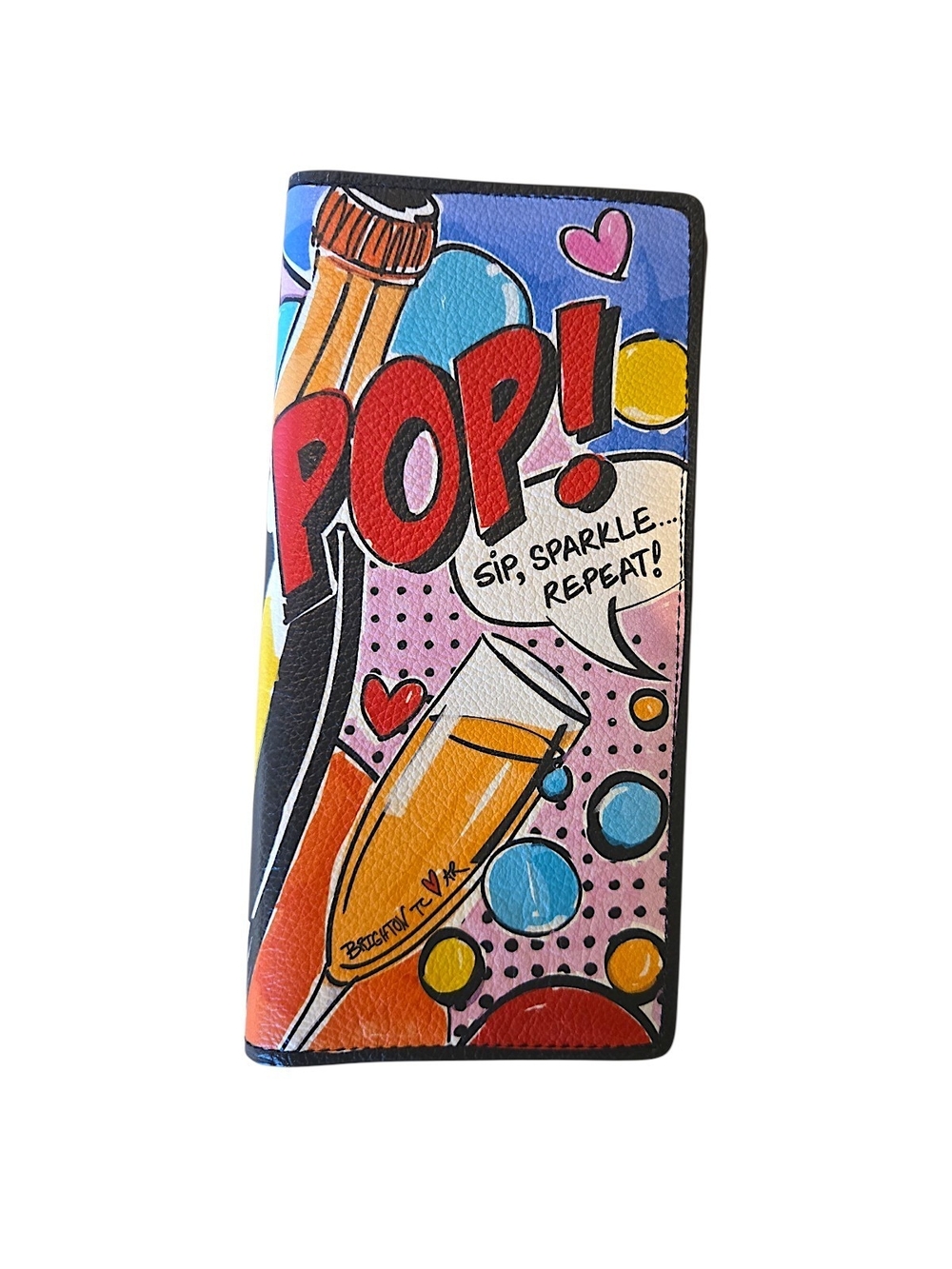 Brighton Pop! Champagne Graphic Wallet in Multi Color Leather